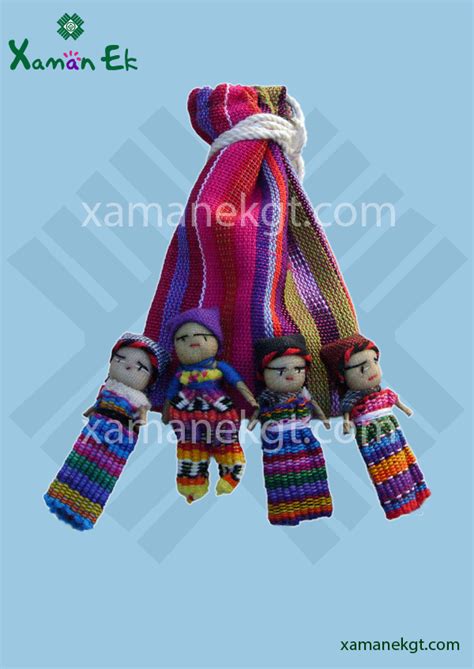 Worry Dolls in pouch with 4 dolls Handmade in Guatemala - XAMAN EK