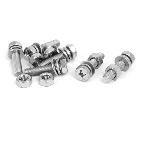 M X Mm Stainless Steel Hex Head Bolts Nuts W Washers Sets