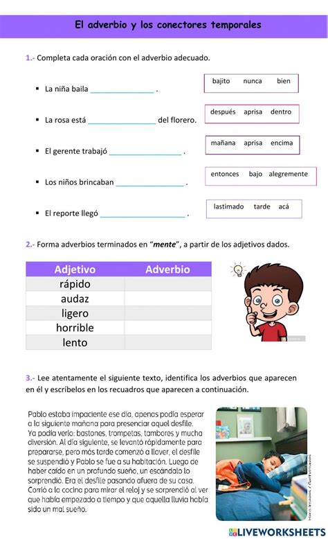 El Adverbio Y Los Conectores Temporales Worksheet Impaciente