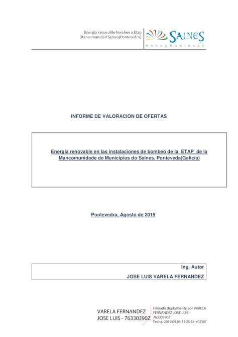 Pdf Informe De Valoracion De Ofertas Energ A Renovable En Las