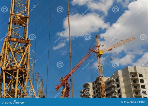 The Building Crane on Project Site Stock Photo - Image of engineering ...