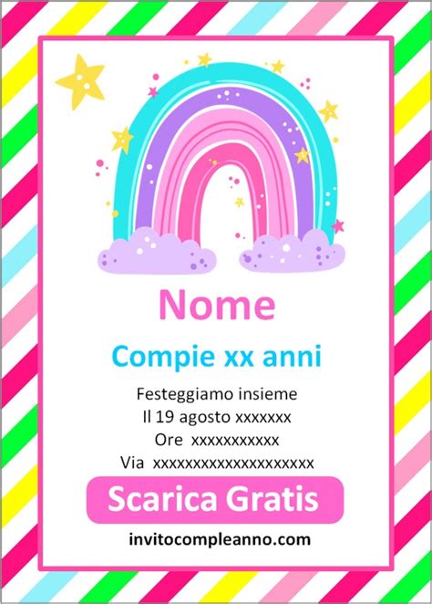 Inviti Compleanno Arcobaleno Invito Compleanno