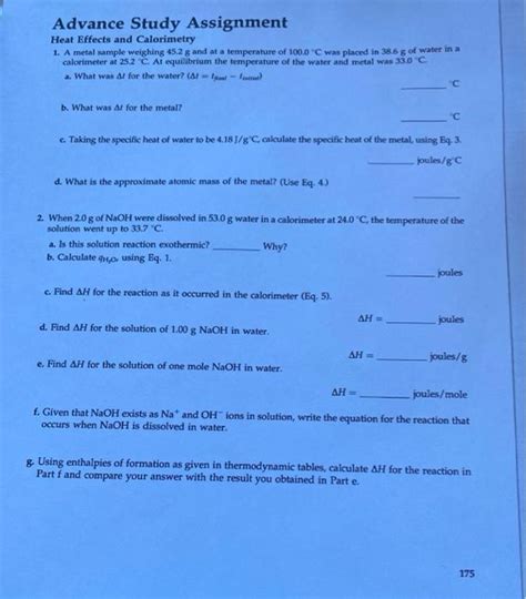 Solved Advance Study Assignment Heat Effects And Calorimetry Chegg