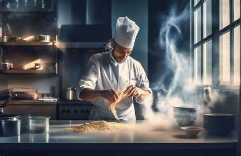 Premium Photo | Chef making pasta in kitchen