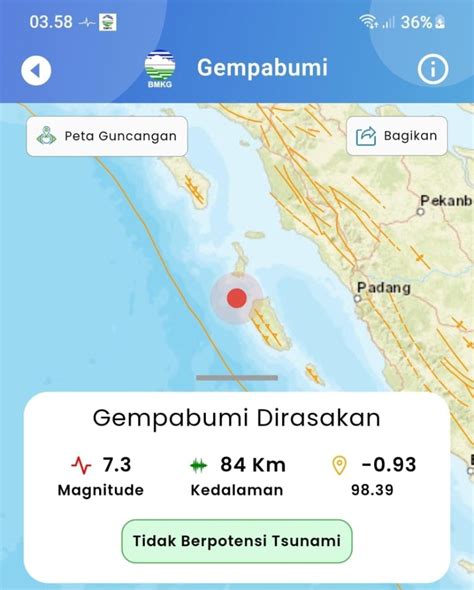 Gempa Bumi Mag 7 3 Bmkg Keluarkan Peringatan Dini Tsunami Di Sumbar