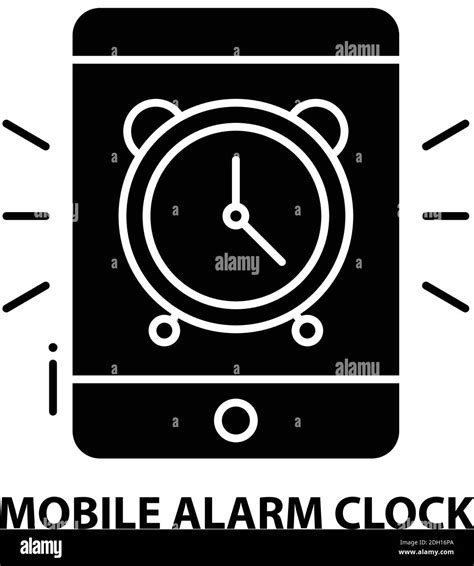 Mobile Alarm Clock Icon Black Vector Sign With Editable Strokes Concept Illustration Stock