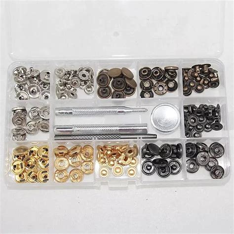 Color Set Mm Metal Snap Fastener Press Stud Buttons Poppers Sewing