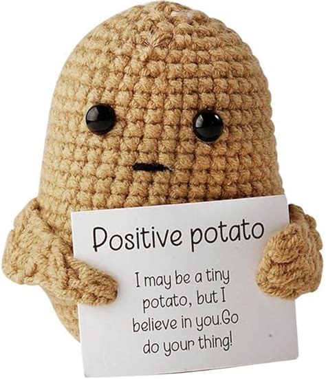 Funny Positive Potato Cute Wool Knitted Potato Doll With Positive Card