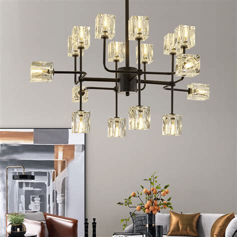 Masivel Lights Indoor Pendant Light Fixture With Clear Crystal Shade