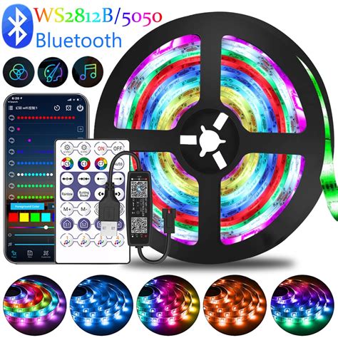 Fita LED Luzes RGBIC WS2812B RGB 5050 Bluetooth Controle Aplicativo