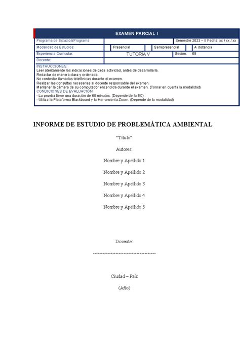 Examen Parcial I EXAMEN PARCIAL I Programa De Estudios Programa