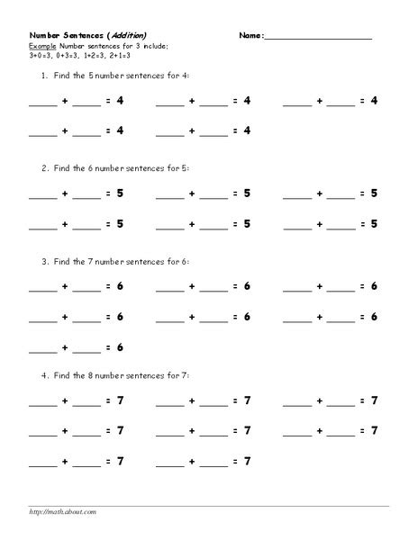 Number Sentences Lesson Plans And Worksheets Lesson Planet