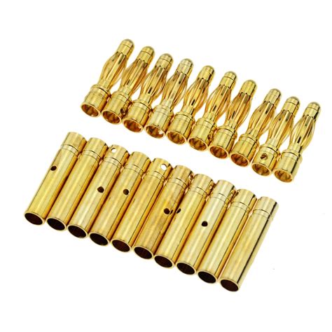 10Pair 4mm Gold Plated Bullet Banana Socket Male F Grandado