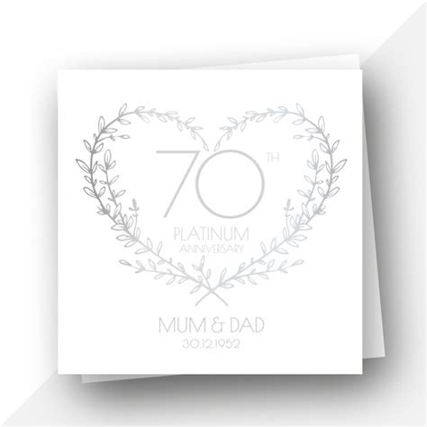 70th Wedding Anniversary Card Etsy Uk