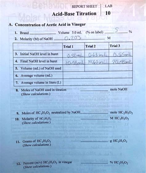 Vinegar And Naoh Titration Lab Report At Paulette Tipton Blog