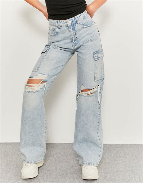 Blaue High Waist Cargo Jeans Tally Weijl Online Shop