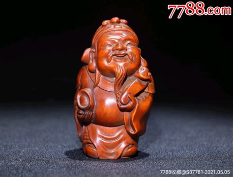 黄杨木精工雕刻财神手把件木雕摆件紫苑淘【7788收藏收藏热线】