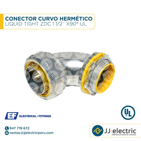 Conector curvo hermético Liquid Tight ZDC 1 1 2 x90 UL E F JJ