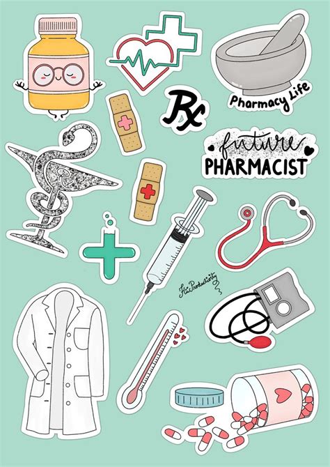 Pharmacy DIGITAL STICKERS Set For Digital Planner Precropped Goodnotes