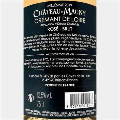 Cremant de Loire Rosé Millesime Brut AOC 2019 Chateau de Mauny