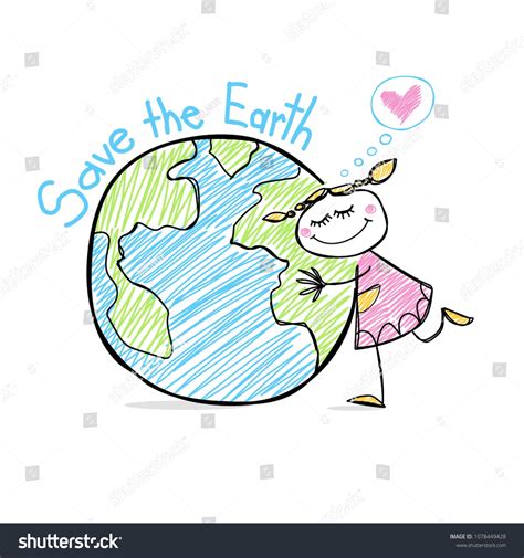 Save Earth Vector Illustration Hand Drawing Stock Vector (Royalty Free ...