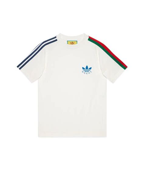 Gucci Cotton Adidas X Trefoil Print T Shirt In White For Men Lyst