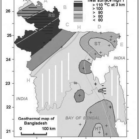 Geothermal Map Of Bangladesh Geothermal Gradients °c Km For The Deep Download Scientific