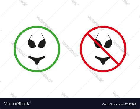 Nude Beach Red And Green Warning Signs Female Two Vector Image