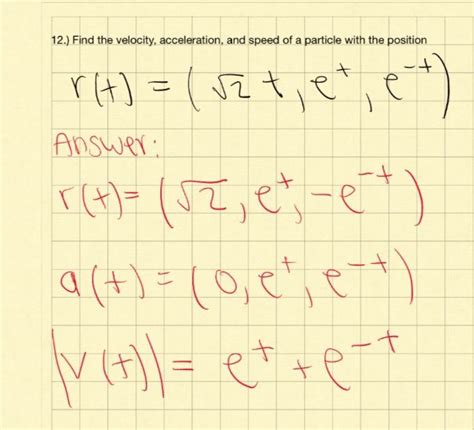 Solved R T 2t Et E−t Answer R T 2 Et −e−t