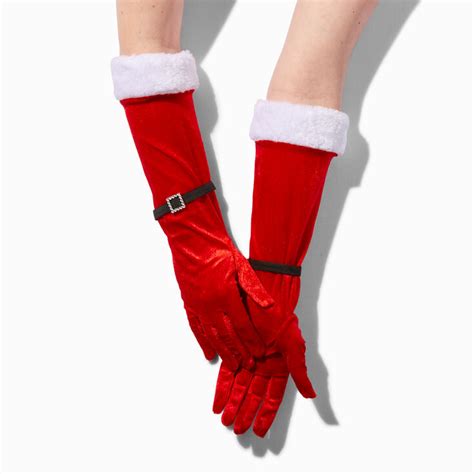 Santas Suit Long Red Gloves Icing Us