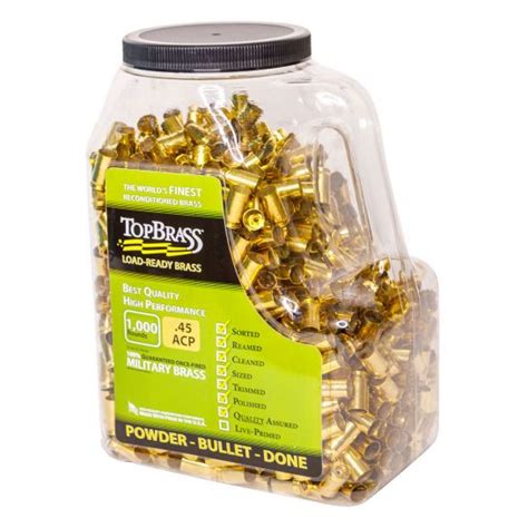 Top Brass 45 ACP Premium Reconditioned Brass Pack Of 1000 Palmetto