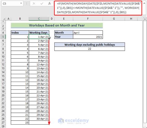 How To Calculate The Working Days In A Month In Excel Methods