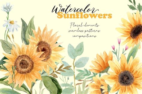 Watercolor Sunflowers Flowers Collection Graphic by Slastick · Creative ...