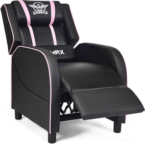 Gymax Massage Gaming Recliner Chair Adjustable Racing Style Single