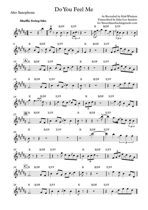 Smooth Jazz Sax Solo Sheet Music K M