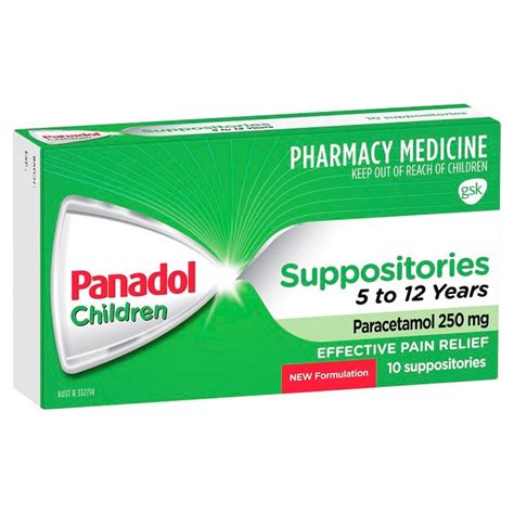 Buy Panadol Children Paracetamol 250mg Suppositories X 10 - Chemist Direct