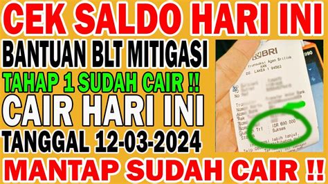 Cek Saldo Hari Ini Selasa Bantuan Blt Mitigasi Cair Serentak Daerah