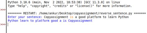 Reverse The Sentence In Python CopyAssignment
