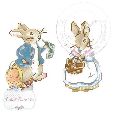 Matriz De Bordado Coelhos Peter E Beatrix Ponto Cruz Ng Shop Bazar