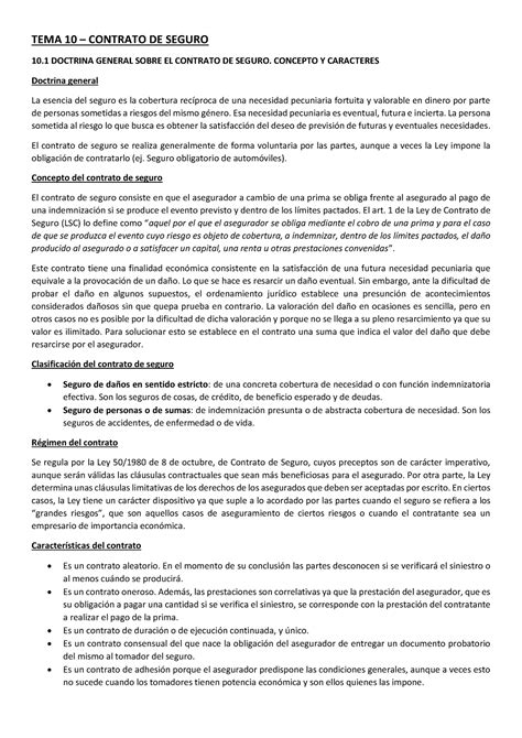 Tema Contrato De Seguro Tema Contrato De Seguro Doctrina