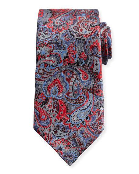 Ermenegildo Zegna Quindici Multi Paisley Silk Tie Red Modesens