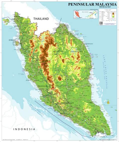 Physical Map Of Malaysia - Cities And Towns Map