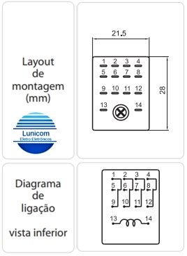 Lunicom Automação e Eletrônicos RELE ARPE INDUSTRIAL YA440 4 12VDC 5A