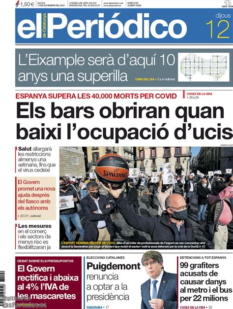 Periodico El Periódico de Catalunya Català 12 11 2020