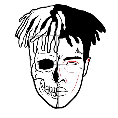 How To Draw Xxxtentacion S Face Half Skull Sketchok