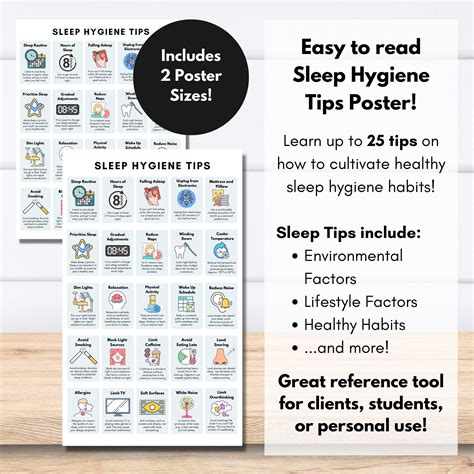 Sleep Hygiene Poster Sleep Wellness Handout Sleep Tips Checklist