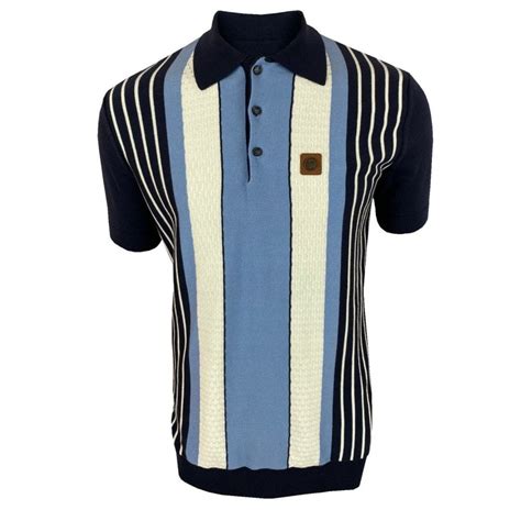 Buy The Ska And Soul Textured Stripe Fine Gauge Polo In Navy