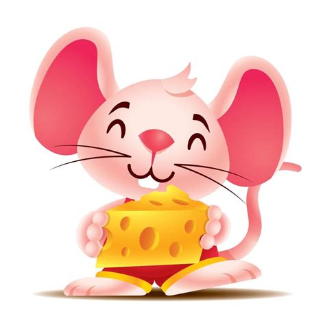 Cartoon Cute Rat With Big Ears Holding A Big Cheese 2511616 Vector Art