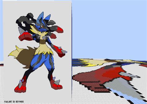 Pixelart of Mega Lucario in Minecraft ( 6 maps ) by Revvnar-Wallander on DeviantArt