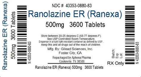 Order Ranolazine Ranexa 500 Mg 1 TABLET FILM COATED EXTENDED